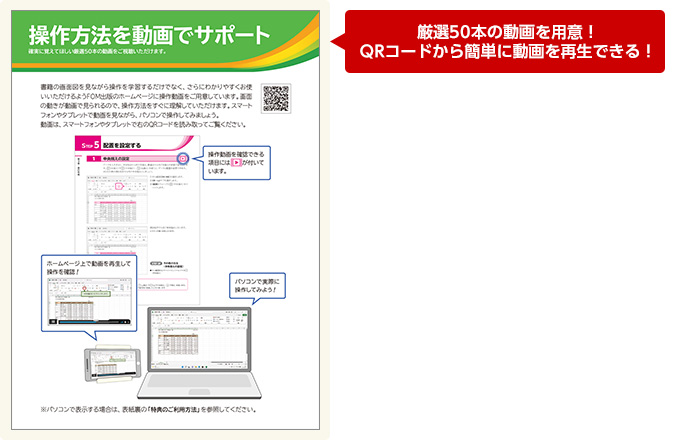 厳選50本の動画を用意 QRコードから簡単に動画を再生できる