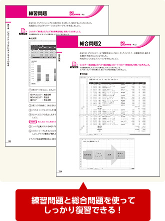 練習問題と総合問題を使ってしっかり復習できる