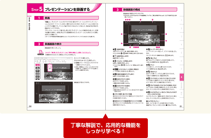 丁寧な解説で、応用的な機能をしっかり学べる